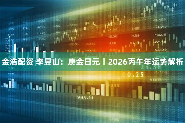 金浩配资 李昱山：庚金日元丨2026丙午年运势解析